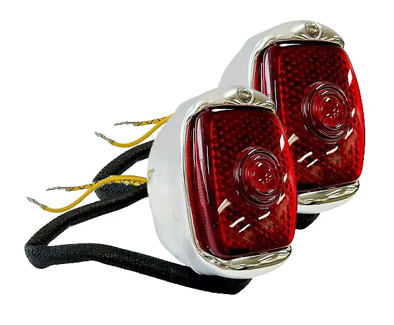 1940-53 Chevy/GMC Tail Light Assembly, Chrome w/ Chrome Bezel - Image 4