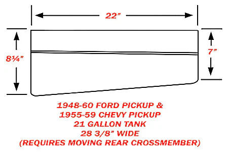 1948-60 Ford F-1 and F-100 Truck Aluminum Fuel Gas Tank, 21 and 17 Gallons - Image 3