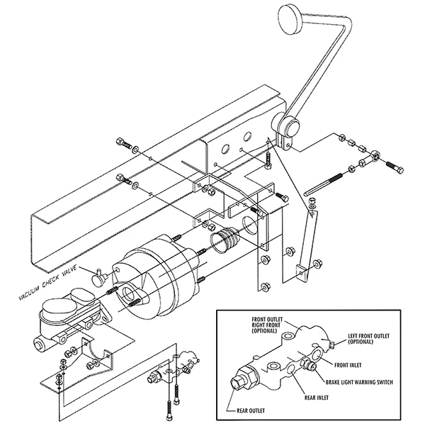 1953-56 Ford F100 Truck Power Brake Booster Kit- Underfloor Mount - Image 5