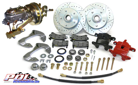 1955-57 Chevy Belair, Impala Front Power Disc Brake Conversion Kit, D154 GM Caliper, 8" Single Diaphragm Booster, 4 Wheel Disc Prop Valve - Image 2