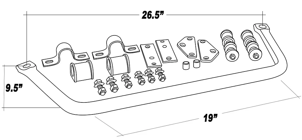 1955-59 Chevy, GMC Truck Sway Bar Kit, High Performance, Front - Image 3