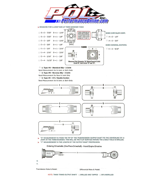 1958-64 Chevy Impala and 1963-72 Chevy, GMC Truck Telescoping Rear Drive Shaft Kit, Economy Type - Image 3