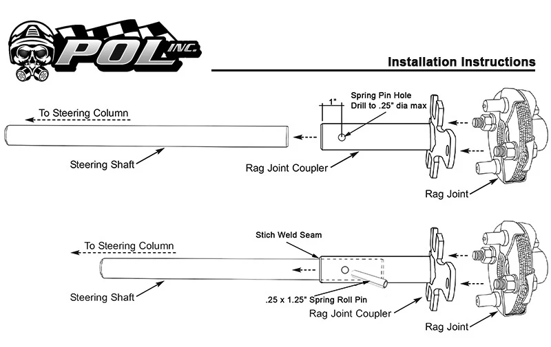 1958-64 Chevy Impala Power Steering Conversion Rag Joint and Shaft - Image 3