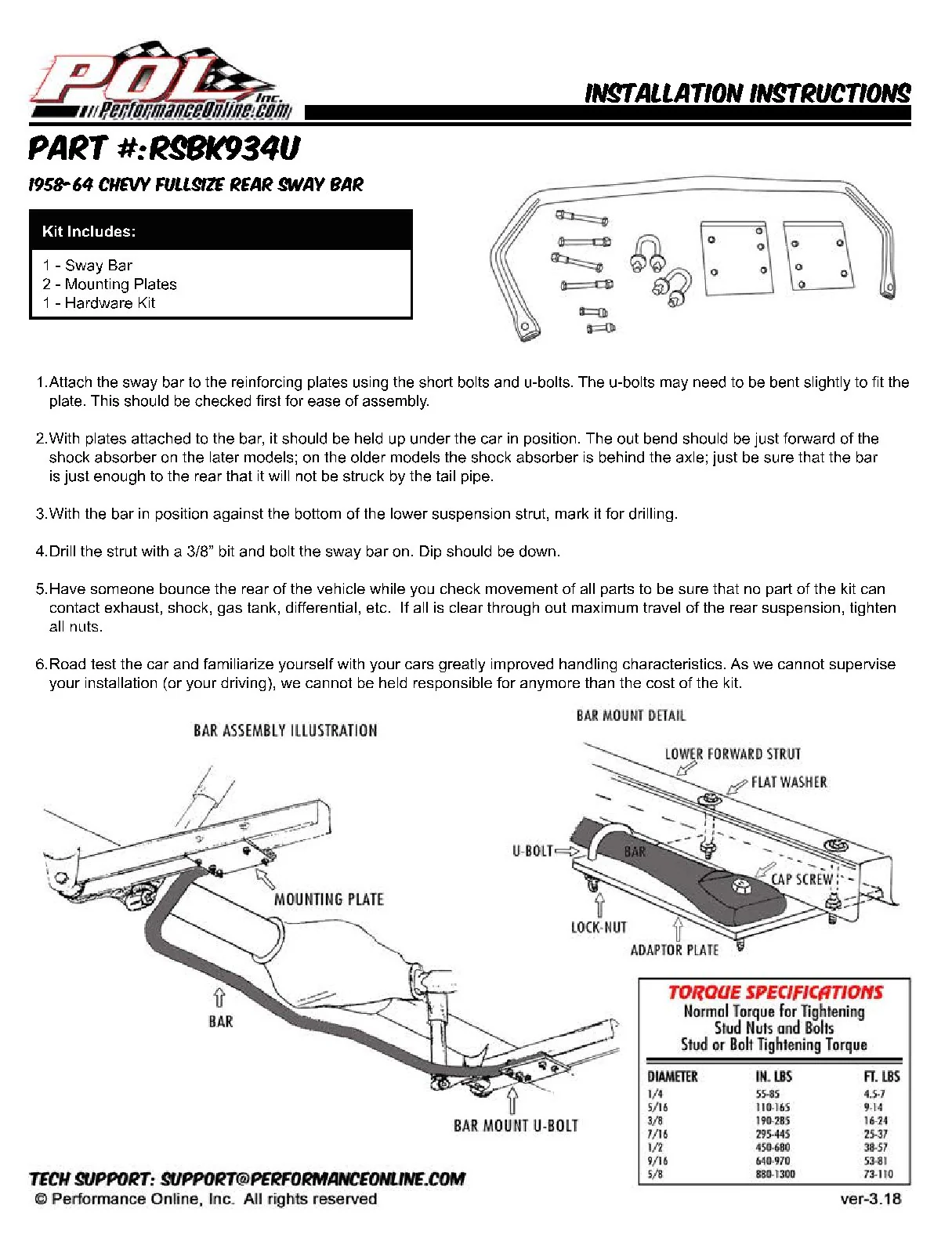 1958-64 Chevy Impala Rear Sway Bar Kit - Image 4