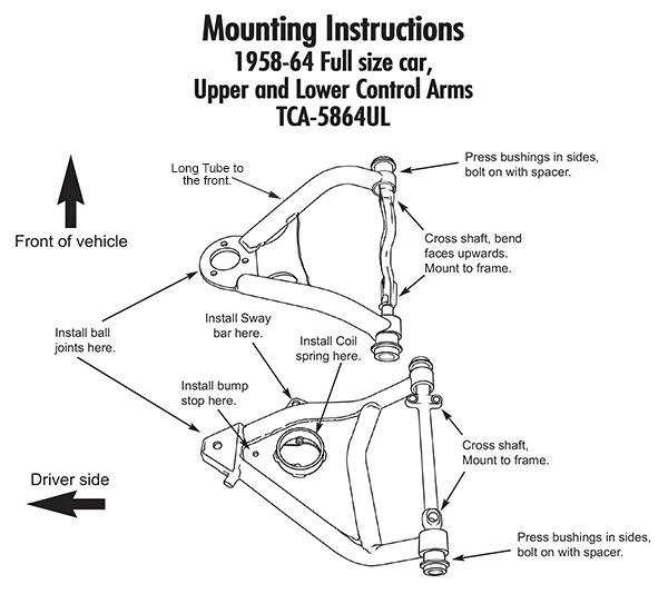 1958-64 Chevy Impala Tubular Upper Control Arm Set - Image 2