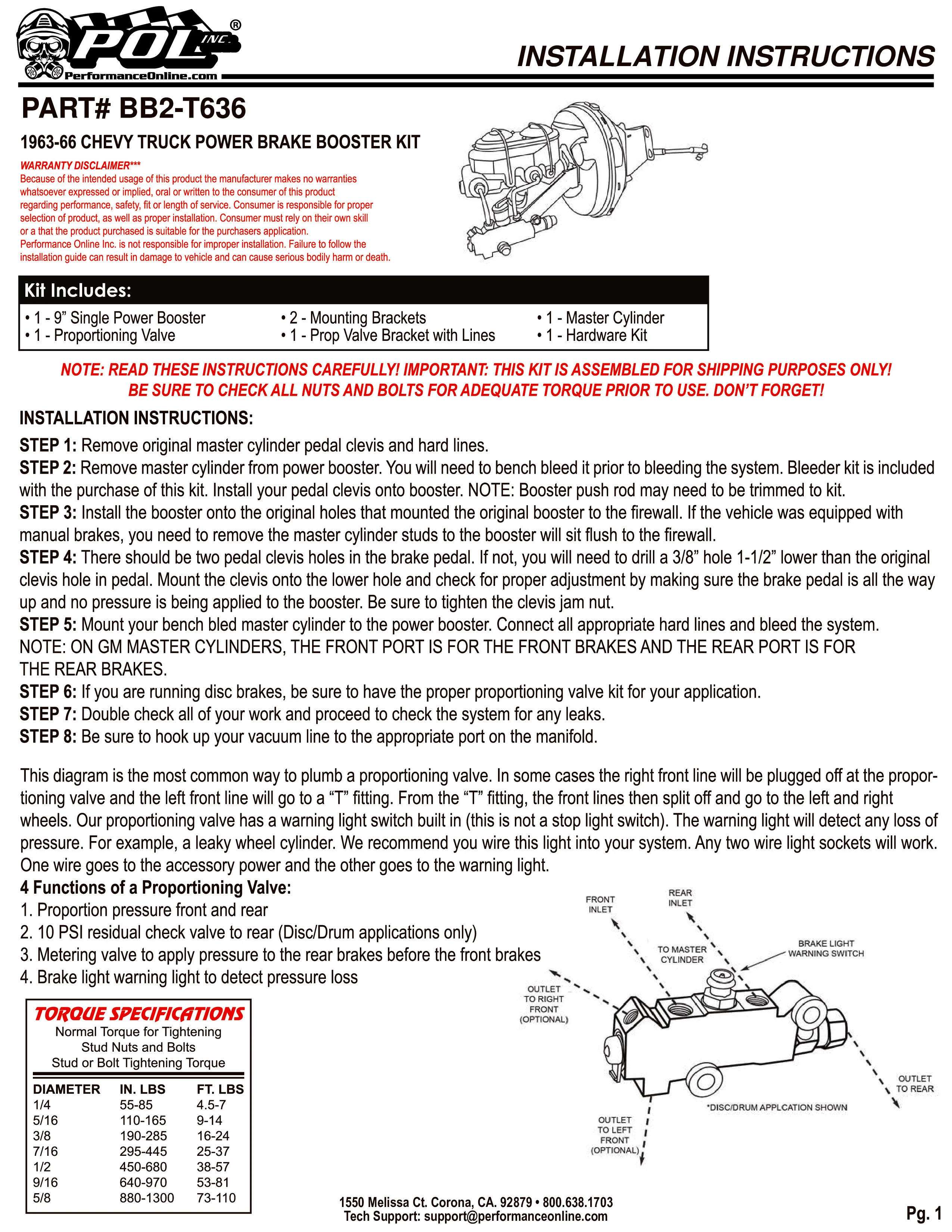 1960-66 Chevy, GMC Truck Chrome Power Brake Booster Kit - Image 2