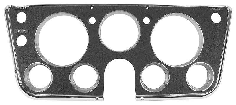 1967-68 Chevy / GMC Truck Instrument Cluster Bezel, Black w/ Chrome Details - Image 3