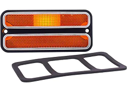 1968-72 Chevy & GMC Side Marker Lens, Deluxe w/ Trim, Amber