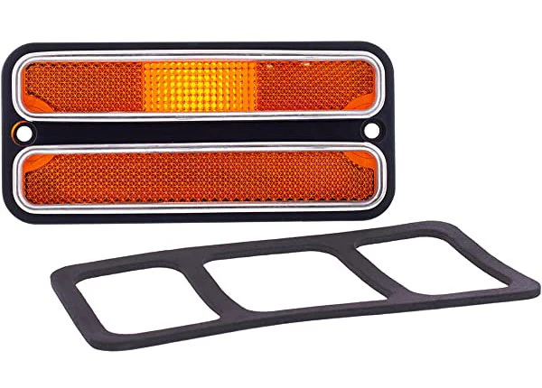 1968-72 Chevy & GMC Side Marker Lens, Deluxe w/ Trim, Amber - Image 3