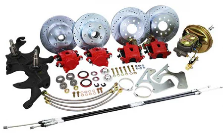 1968-74 Chevy Nova 4 Wheel Power Disc Brake Conversion, 2" Drop Spindles, 11" Single Booster