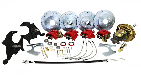 1964-66 Chevy Chevelle 4 Wheel Power Disc Brake Conversion Kit, 2" Drop Spindles, 9" Single Booster