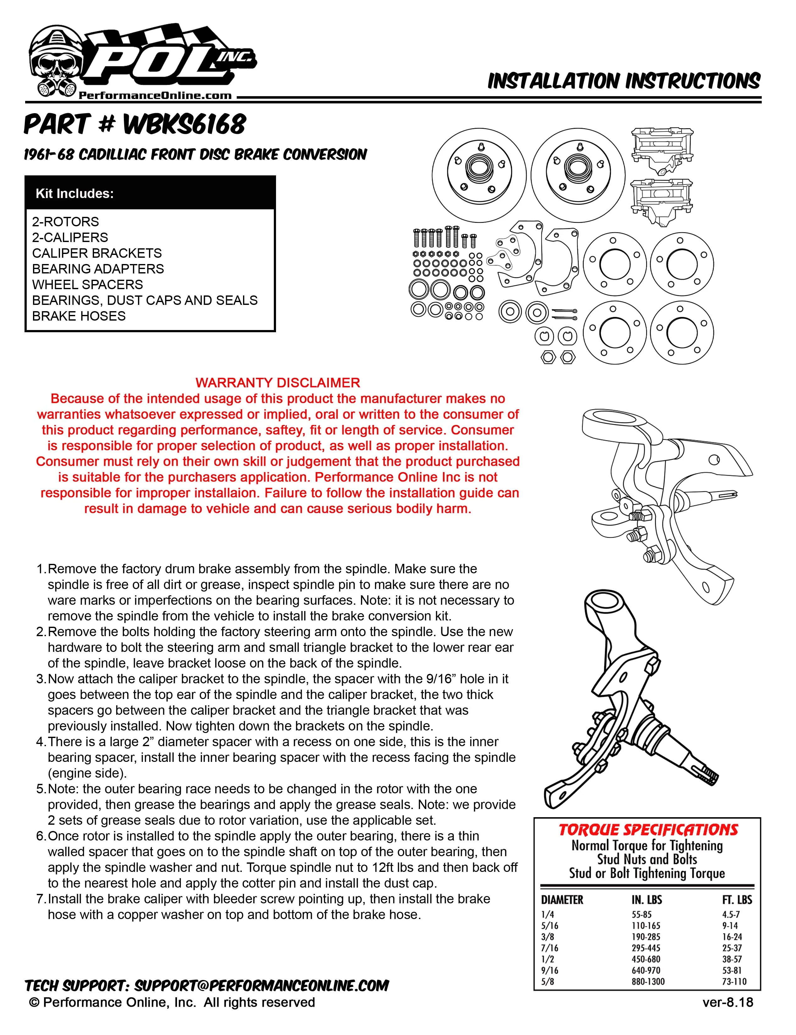 1961-68 Cadillac Disc Brake Conversion, Front, El Dorado, DeVille, 12" Rotor - Image 2