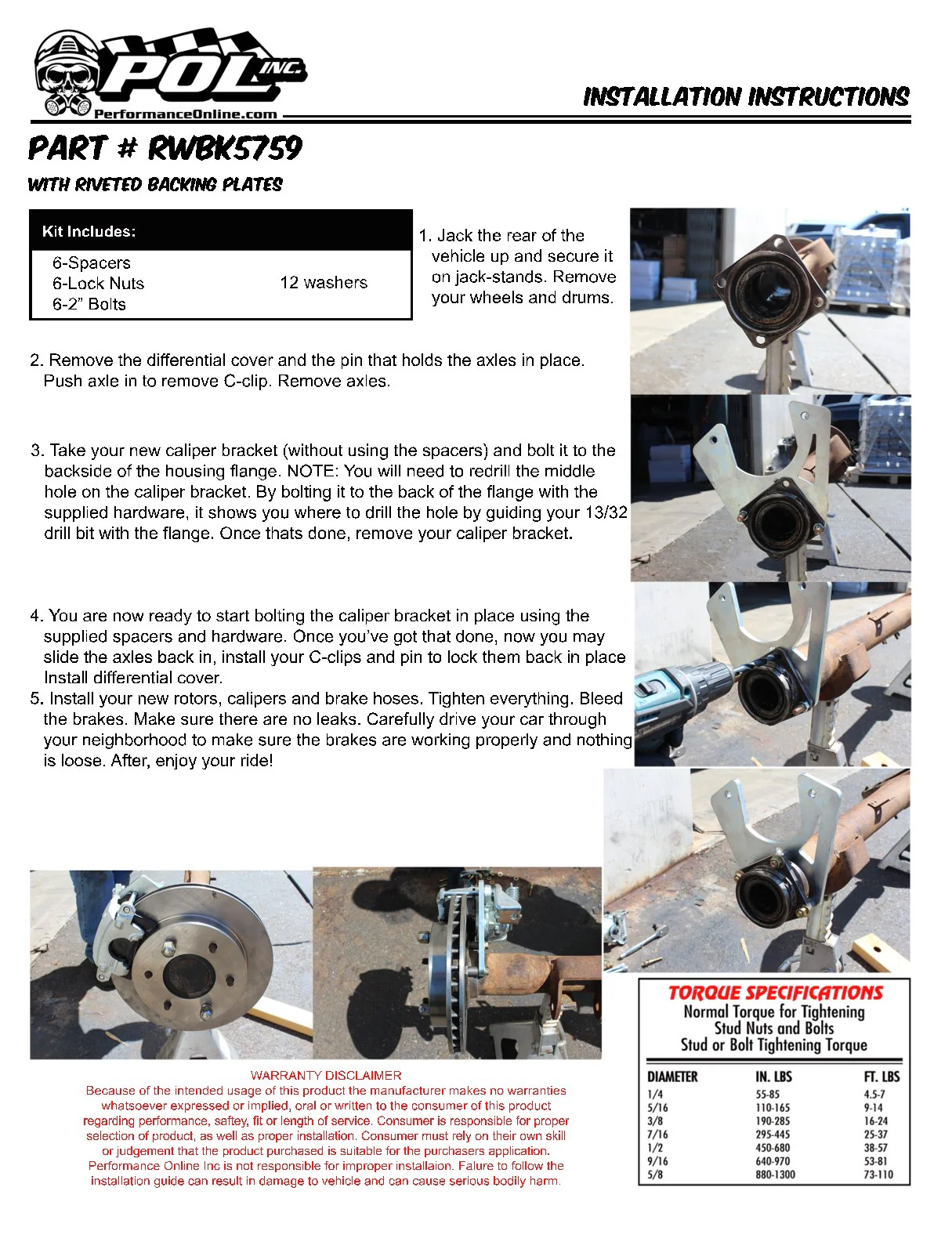 Disc Brake Conversion Kit, GM 10-12 Bolt Rearend, 11" Rotors - Image 3