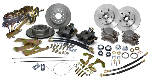 1958-64 Chevy Impala Front and Rear Power Disc Brake Conversion Kit, Single 7" Dual Booster