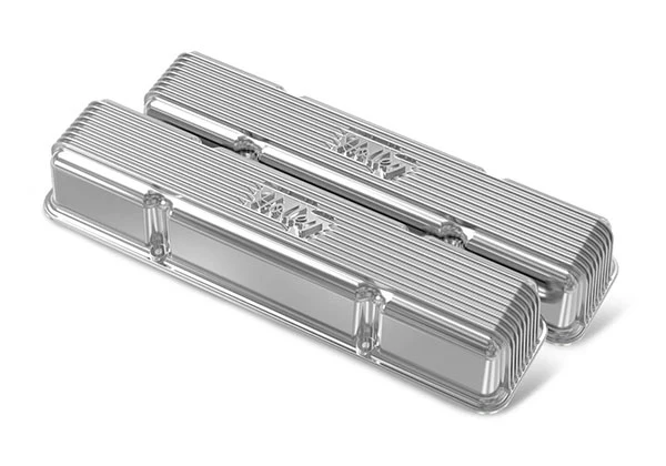 Holley Vintage Finned Aluminum Valve Covers - SBC No Emissions - Image 3