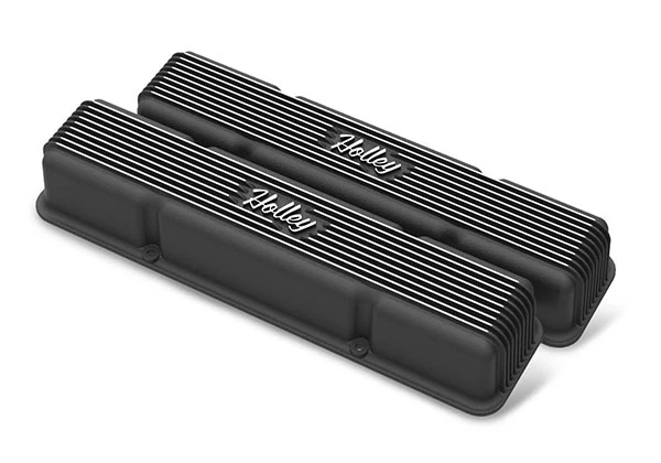 Holley Vintage Finned Aluminum Valve Covers - SBC No Emissions - Image 9