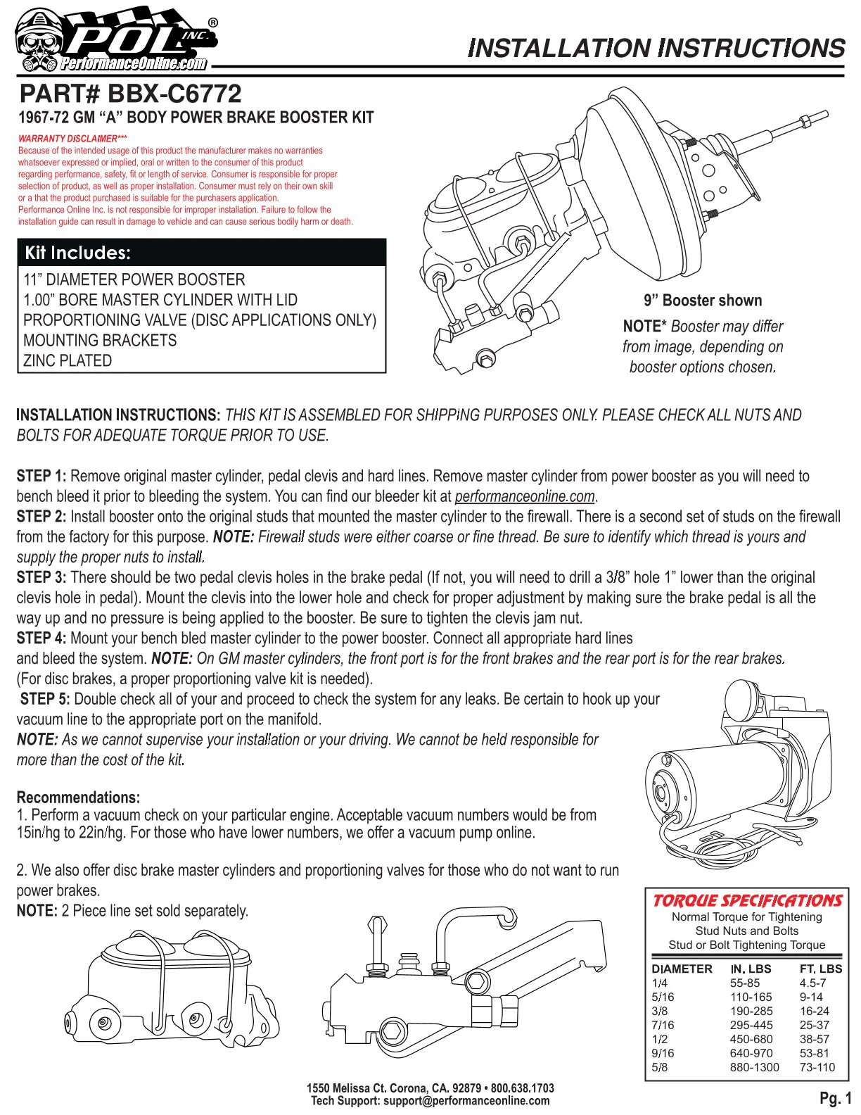 1967-72 Chevy Chevelle Power Brake Booster Kit - Image 2