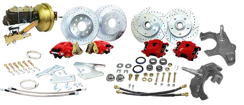 1955-57 Chevy Belair Power Disc Brake Conversion Kit, Front and Rear, 2" Drop Spindles, 8" Dual Booster