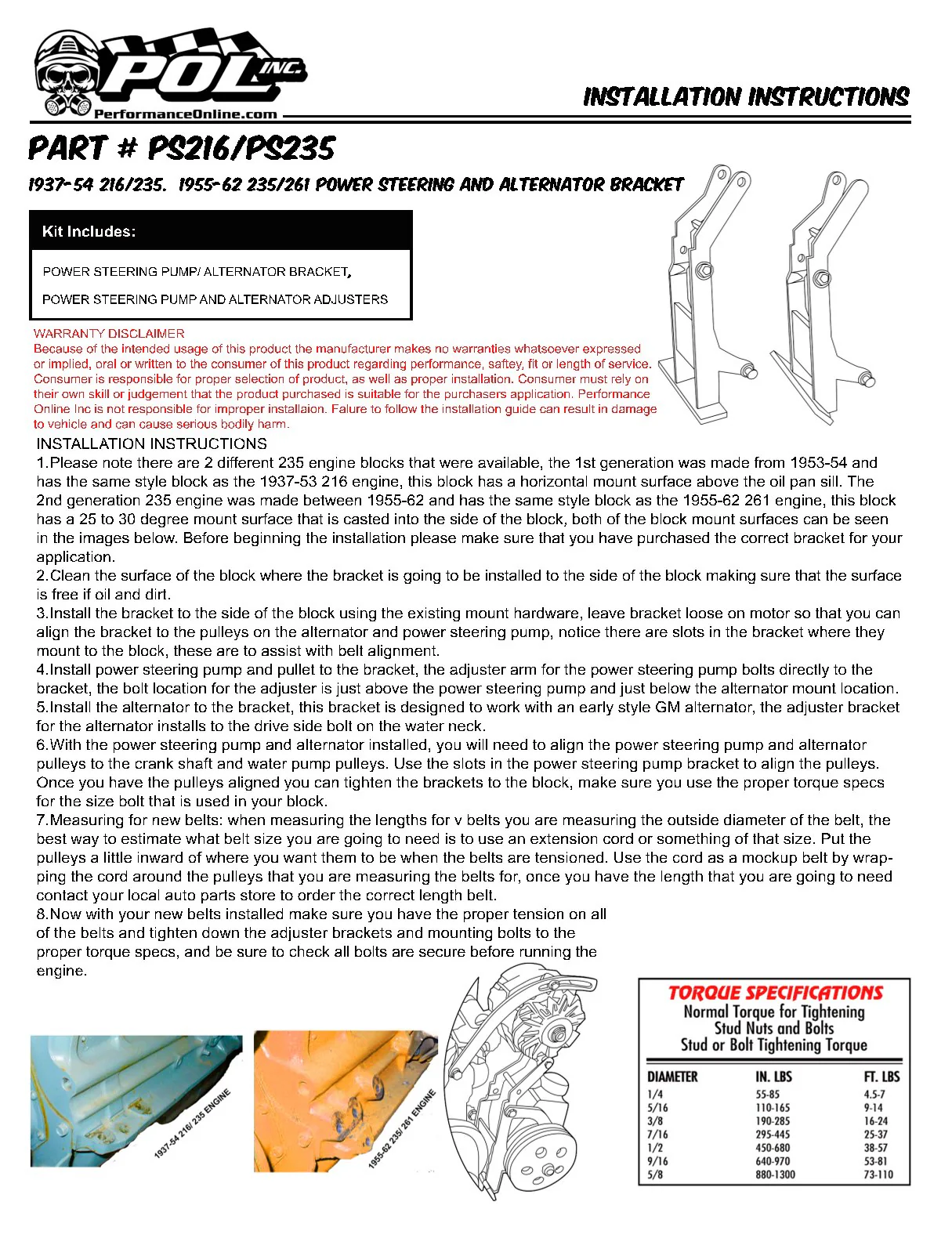 Power Steering Pump and Alternator Bracket, 1937-54 Chevy 216 and 235 6 Cylinder - Image 6