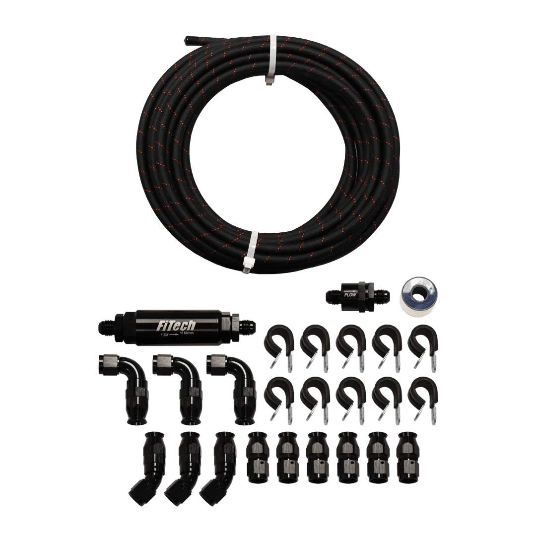 PTFE, Stainless Steel Hose Kit, Black Covering, 40ft w/ 10 Micron Filter and Check Valve