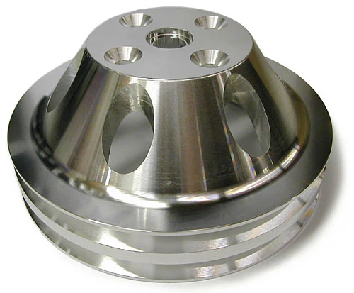 SMALL BLOCK CHEVY SHORT WATER PUMP PULLEY, ALUMINUM 2 GROOVE - Image 2