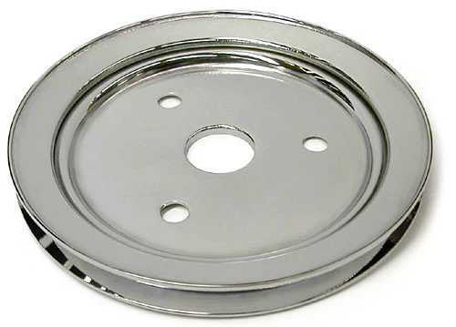 SMALL BLOCK CHEVY SWP CRANKSHAFT PULLEY, CHROME SINGLE GROOVE - Image 2